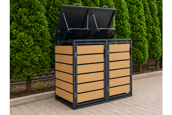 ZABUDOWA ŚMIETNIKOWA 2x120L kolor DREWNO